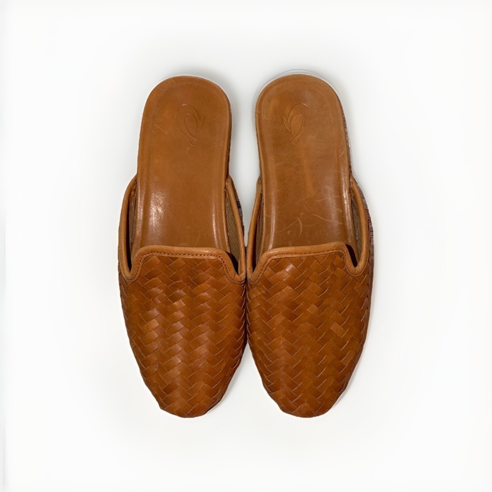 Olukai Mi'i Mule Women's Size 11!Woven Leather Slip-On Kukui Brown $180 MSRP - Picture 3 of 10